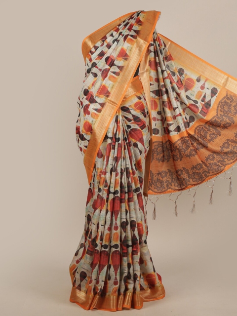 

Pothys Multicoloured Zari Linen Blend Saree, Multi