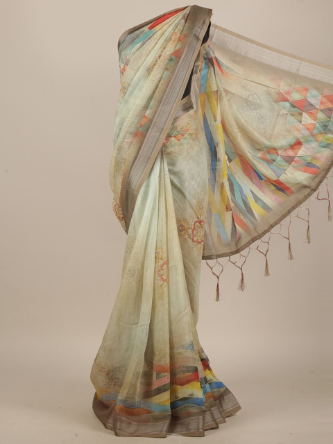 

Pothys Green & Pink Linen Blend Saree