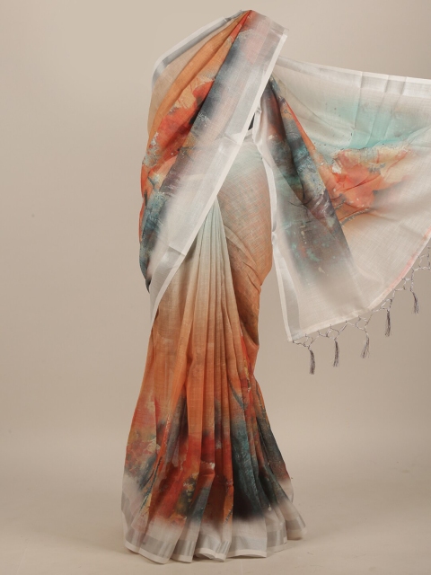 

Pothys Multicoloured Colourblocked Zari Linen Blend Saree, Multi