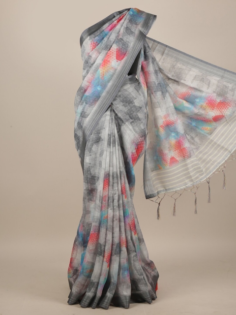 

Pothys Grey & Pink Linen Blend Saree