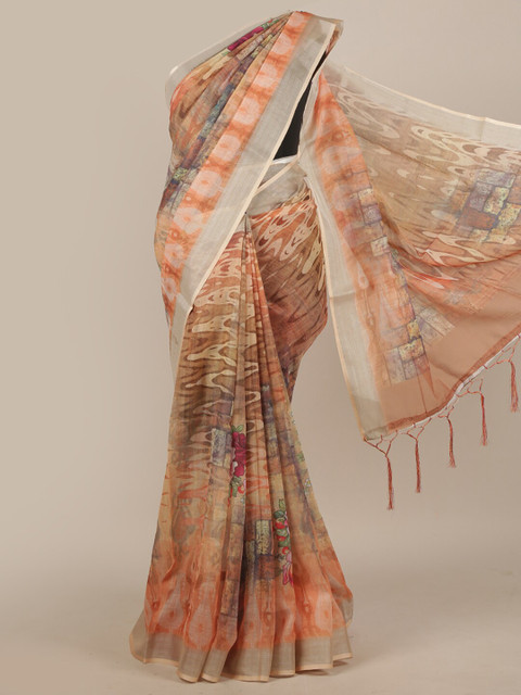 

Pothys Orange Linen Blend Saree