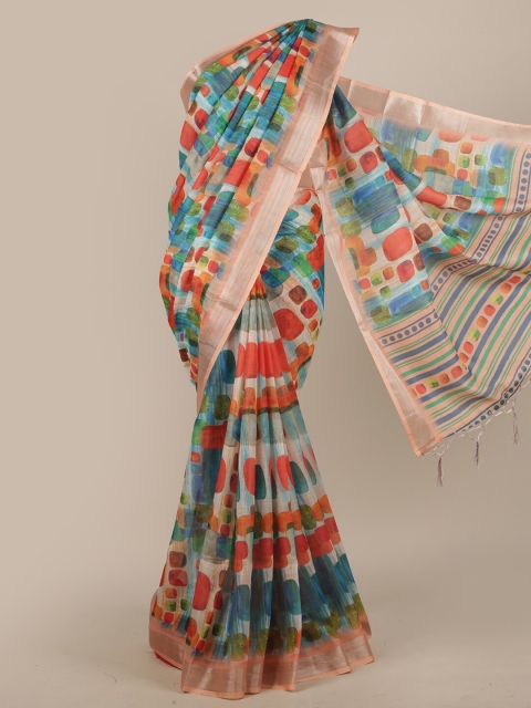 

Pothys Multicoloured Linen Blend Saree, Multi