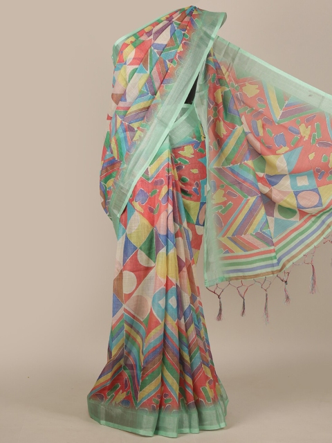 

Pothys Multicoloured Linen Blend Saree, Multi