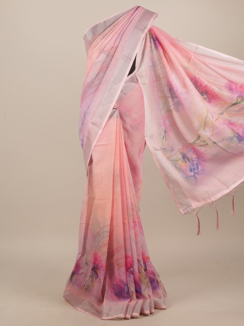 

Pothys Pink & Purple Linen Blend Saree