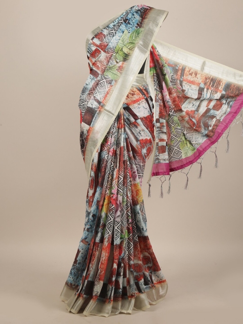

Pothys Multicoloured Floral Linen Blend Saree, Multi