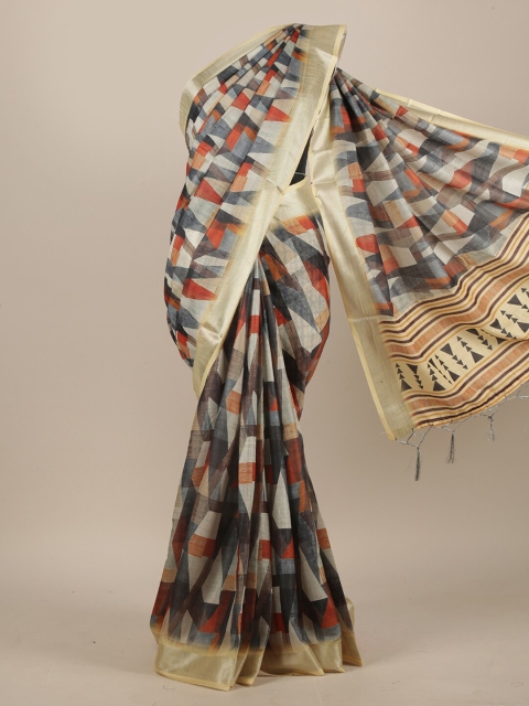 

Pothys Grey & Beige Linen Blend Saree