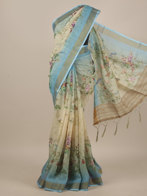 

Pothys Multicoloured Floral Linen Blend Saree, Multi