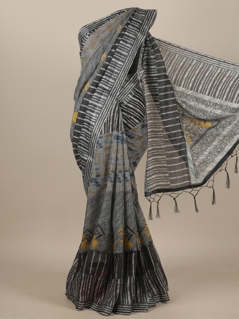 

Pothys Grey & Black Linen Blend Saree