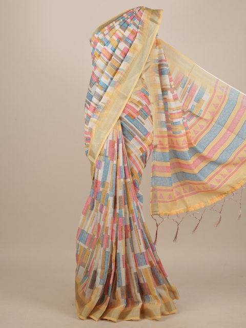 

Pothys Multicoloured Linen Blend Saree, Multi