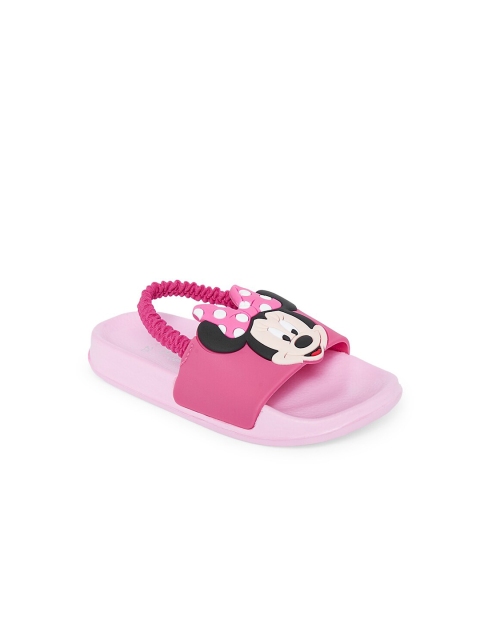 

Pantaloons Junior Girls Pink & Black Minnie Mouse Printed Sliders