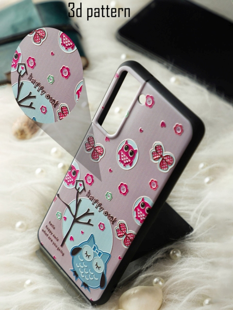 

DOOBNOOB Pink & Blue Happy Owl 3D Patterned Samsung Galaxy M51 Back Case