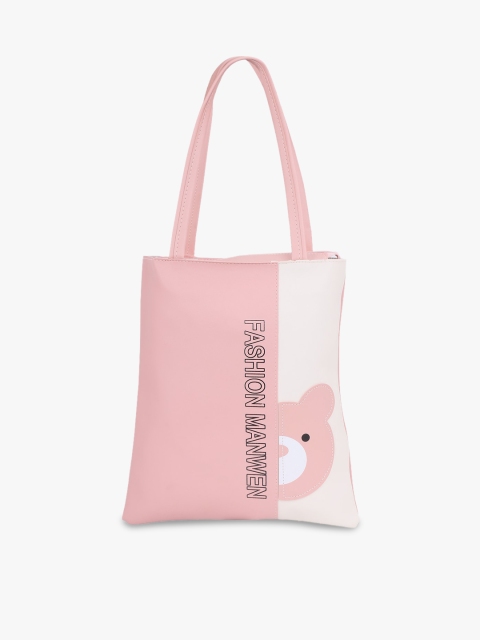 

POKORY Pink Printed Suede Shopper Tote Bag
