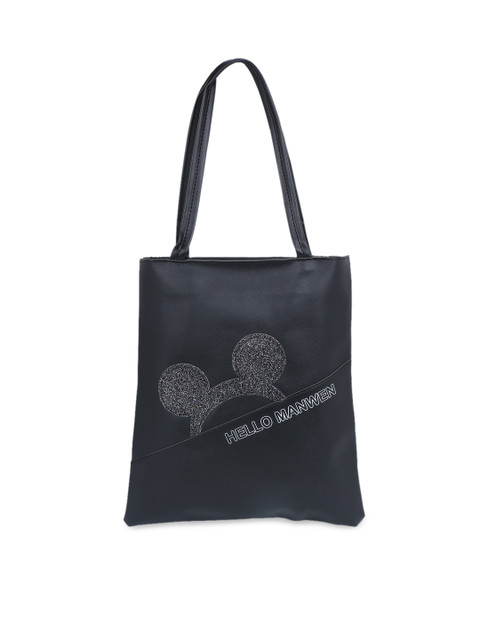 

POKORY Black Embellished Suede Shopper Tote Bag