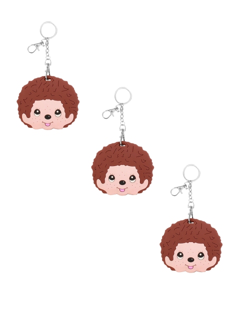

POKORY Kids Set Of 3 Brown & Nude-Coloured Solid Stainless Steel Key Chains