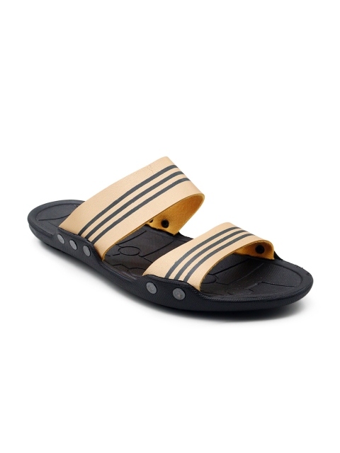 

AfroJack Men Yellow & Black Striped Slip-On Flip Flops