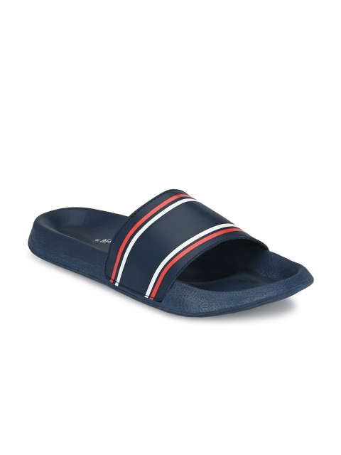 

AfroJack Men Blue & Red Striped Synthetic Sliders