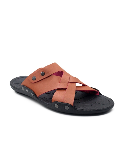 

AfroJack Men Tan Brown & Black Slip-On Flip-Flops