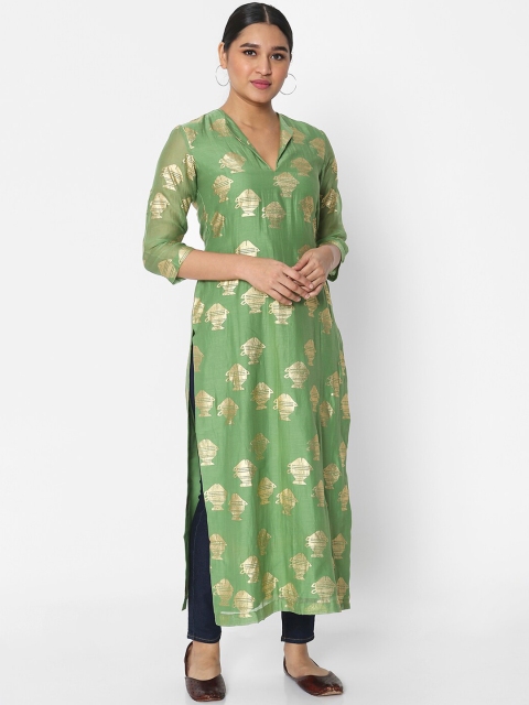 

Masaba Women Maroon Floral Embroidered Chikankari Chanderi Silk Chanderi Silk Kurta
