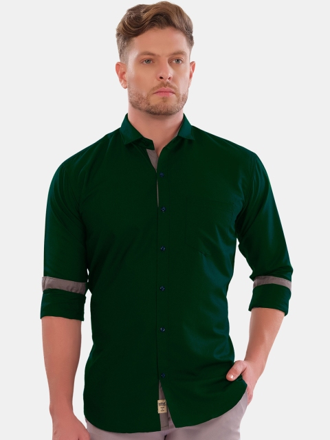 

VeBNoR Men Green Solid Slim Fit Shirt