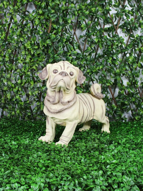 

Wonderland Beige Big Pug Dog Statue Garden Accessories
