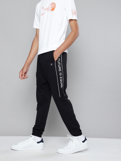 

HRX By Hrithik Roshan U-17 Lifestyle Boys Jet Black Rapid-Dry Colourblock Track Pants