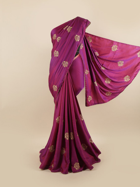 

Pothys Violet & Beige Silk Blend Saree