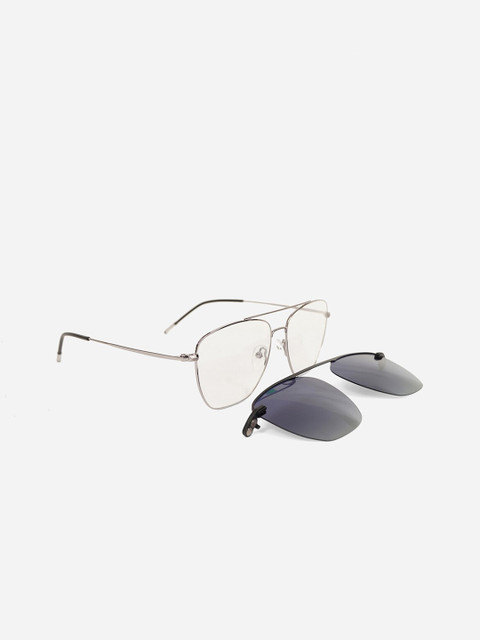 

MARC LOUIS Unisex Blue & Silver-Toned Full Rim Square Frames