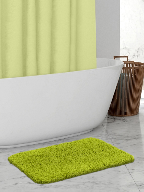 

OBSESSIONS Green Solid Rectangular Bath Mat