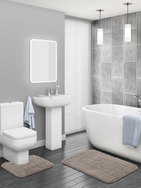 

OBSESSIONS Grey Solid Diana 2000 GSM Anti-Skid Bath Rug With Contour Rug