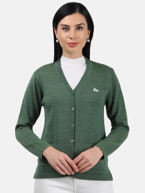 

Monte Carlo Women Solid Green Cardigan