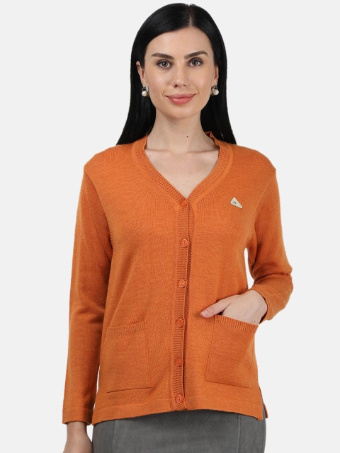 

Monte Carlo Women Solid Orange Cardigan