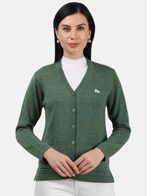 

Monte Carlo Women Green Solid Pure Wool Cardigan