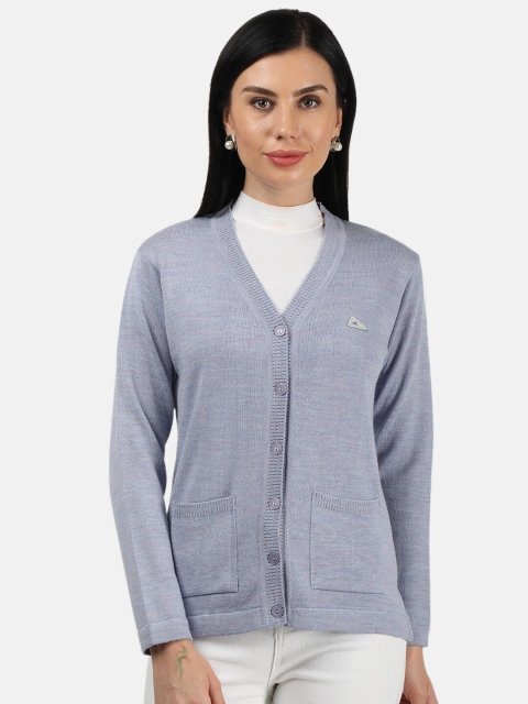 

Monte Carlo Women Solid Blue Full Sleeves Cardigan