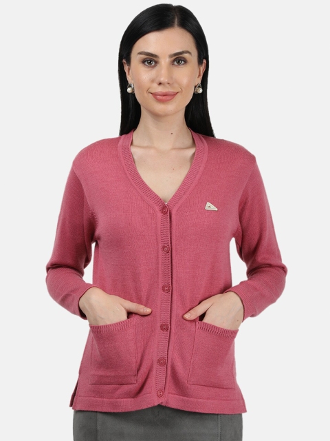 

Monte Carlo Women Pink Solid Pure Wool Cardigan