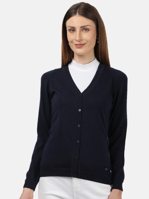 

Monte Carlo Women Navy Blue Solid Pure Wool Cardigan Sweater