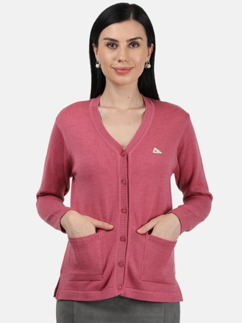 

Monte Carlo Women Pink Solid Pure Wool Cardigan Sweater