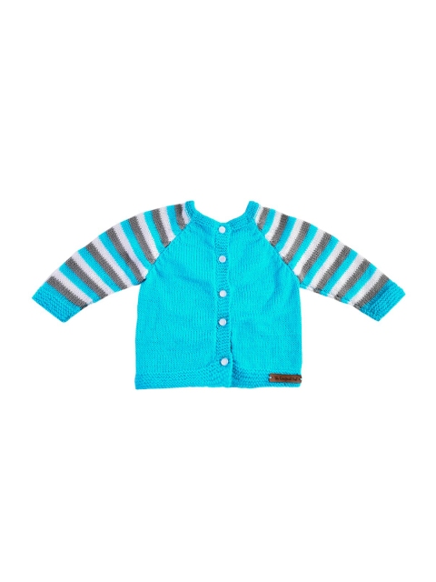 

The Original Knit Kids Blue & White Striped Handmade Front-Open Sweater