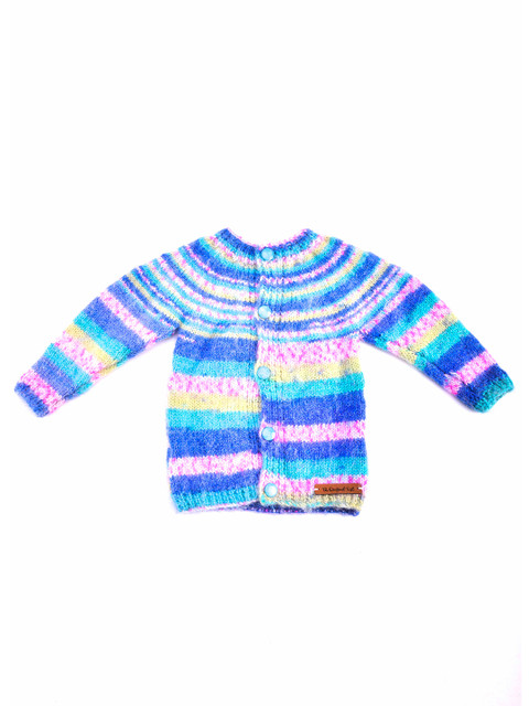 

The Original Knit Infants Kids Blue & Pink Striped Cardigan