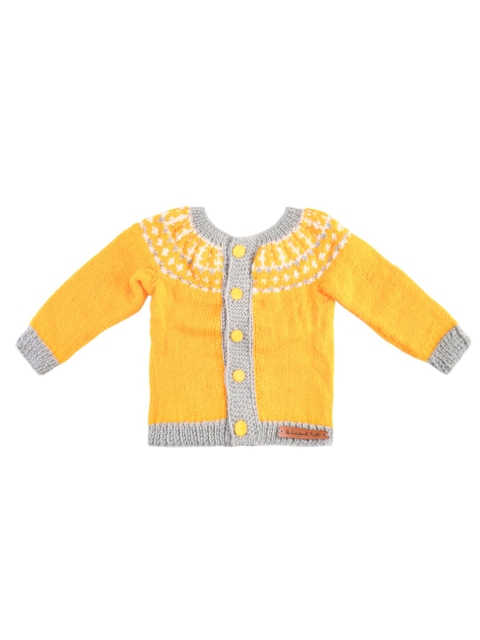

The Original Knit Kids Yellow & Grey Handmade Front-Open Sweater