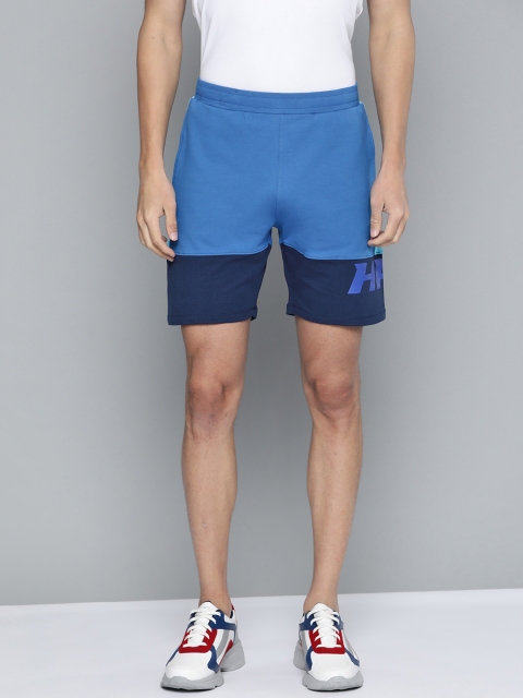 

HRX By Hrithik Roshan Lifestyle Men Medival Blue & Strong Blue Lycra Brand Carrier Shorts