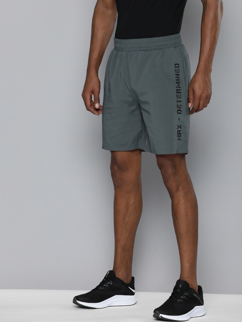 

HRX By Hrithik Roshan Men Grey Graphic Rapid-Dry Training Shorts