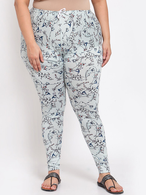 

KLOTTHE Women Plus Size Blue & Black Printed Ankle-Length Leggings