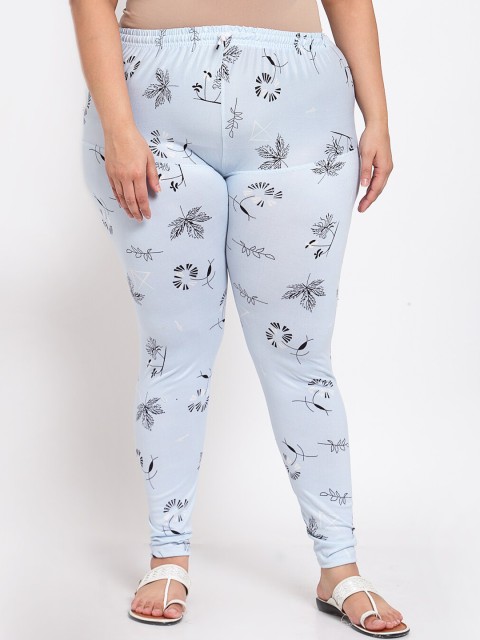 

KLOTTHE Women Plus Size Blue & Black Printed Ankle-Length Leggings