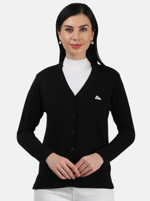 

Monte Carlo Women Black Pure Wool Cardigan Sweater
