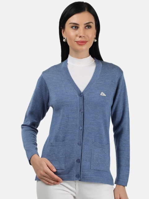 

Monte Carlo Women Blue Pure Wool Cardigan