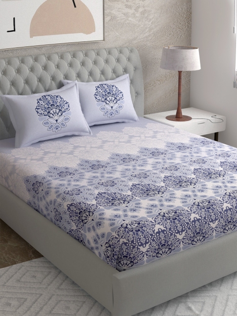 

EverHOME Blue & White Floral 210 TC King Bedsheet with 2 Pillow Covers