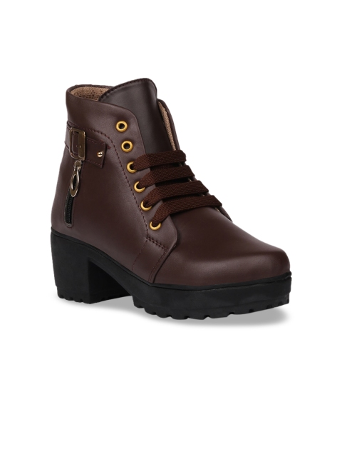 

Longwalk Women Brown PU Block Heeled Boots