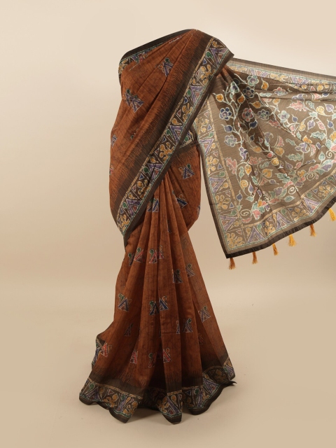

Pothys Brown & Black Ethnic Motifs Saree