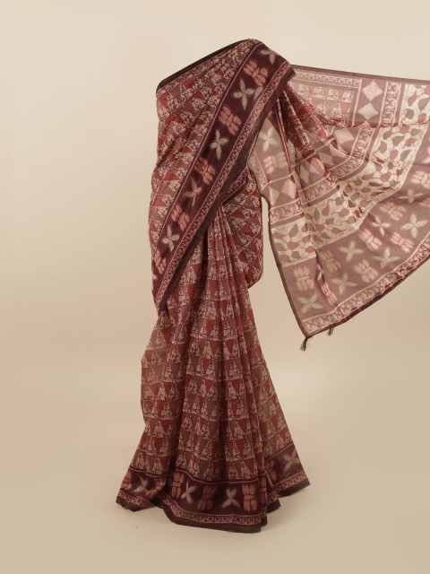 

Pothys Brown & Pink Ethnic Motifs Saree