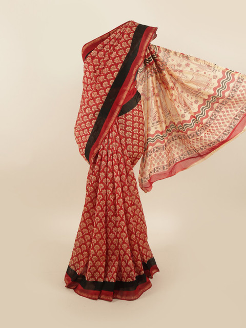 

Pothys Maroon & Beige Ethnic Motifs Saree